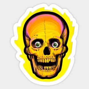 Vintage Flaming Skull Halloween Sticker